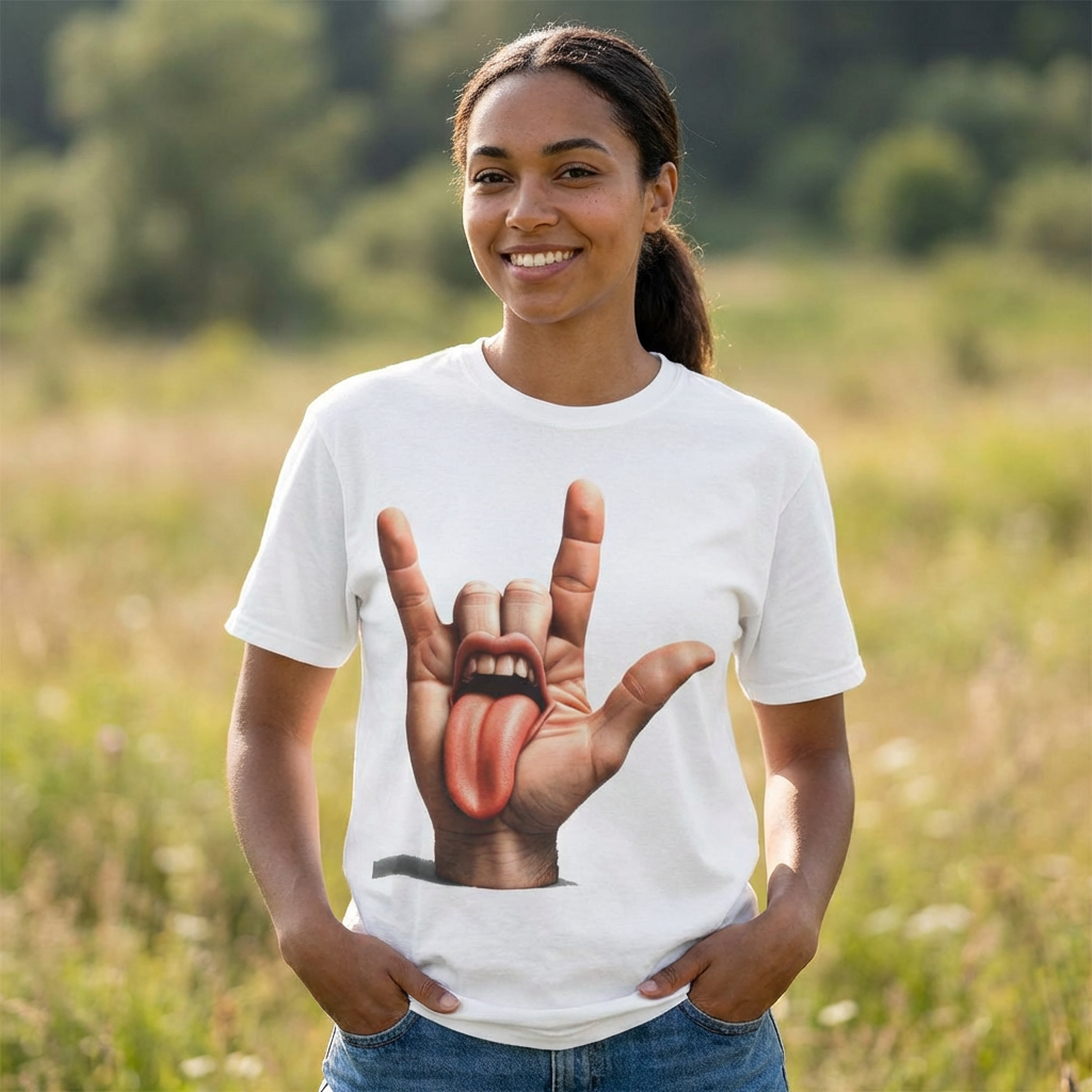 Graphic T-Shirt — Rock Hand Tongue Design