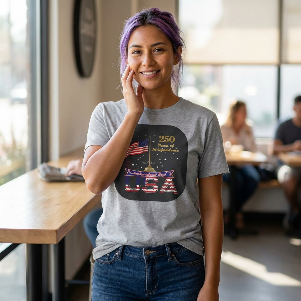USA 250th Independence Graphic Tee — American Flag Bicentennial Celebration T-Shirt