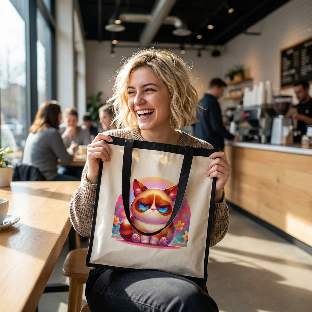 Grumpy Cat Floral Clear Stadium Tote