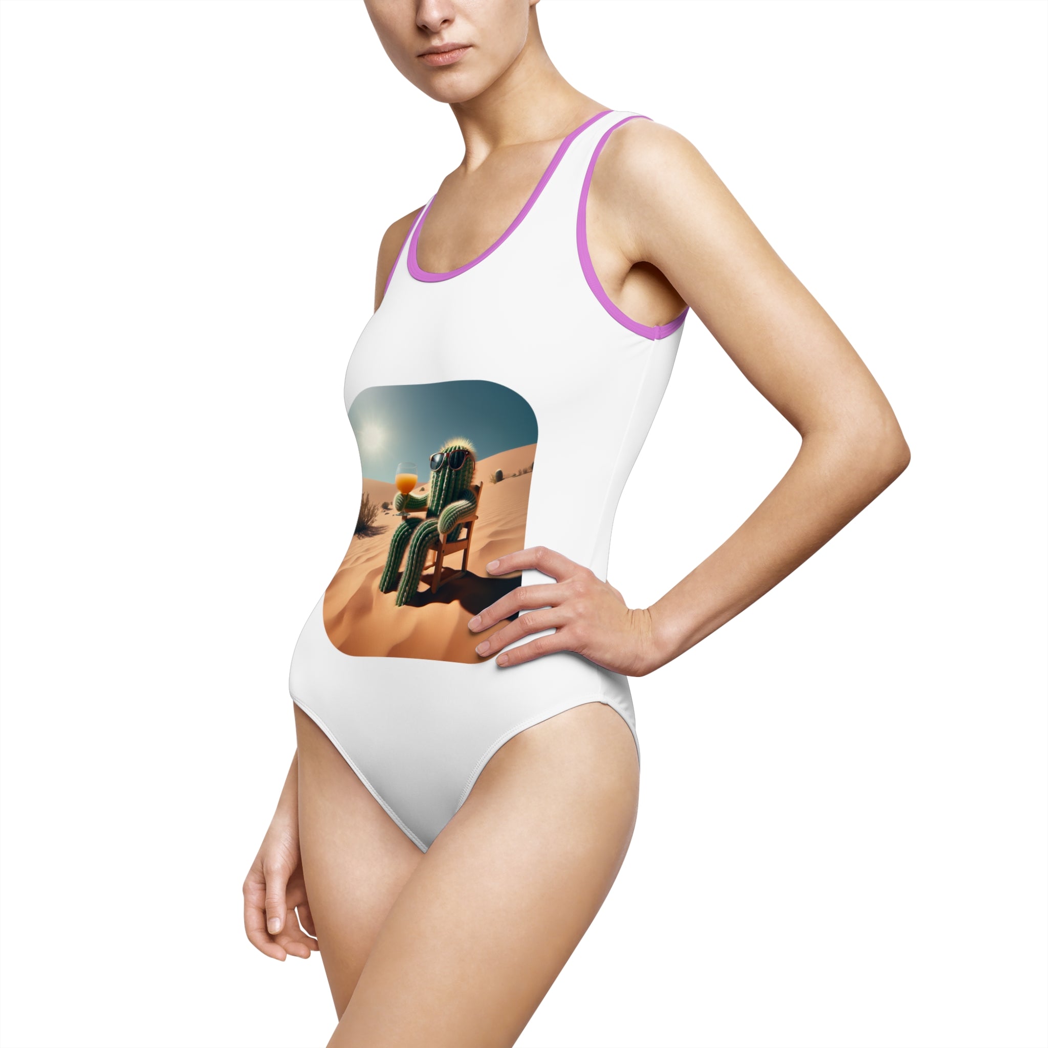 One-Piece Swimsuit — Sunset Desert Cactus Print