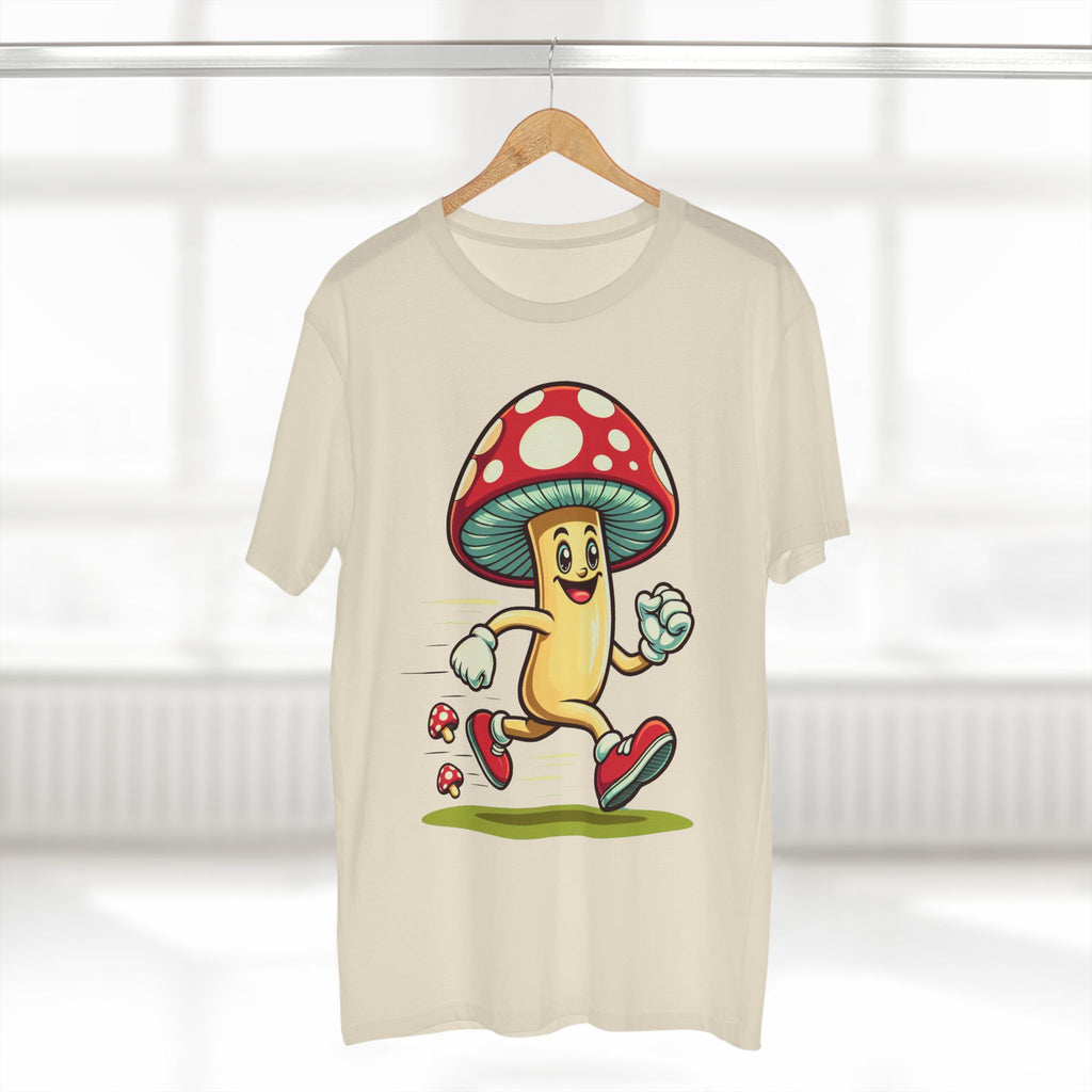 Happy Mushroom Running T-Shirt – Cute Retro Mushroom Character Tee