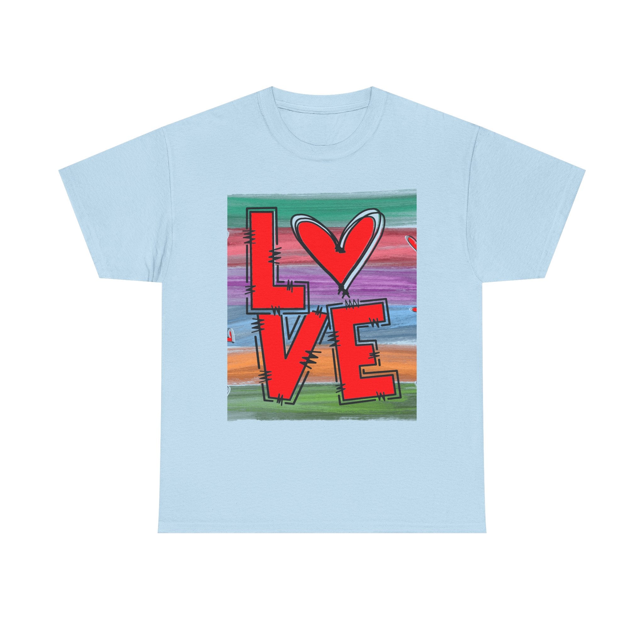 Love Heart Graphic Tee — Colorful Pop Art Valentine's T-Shirt