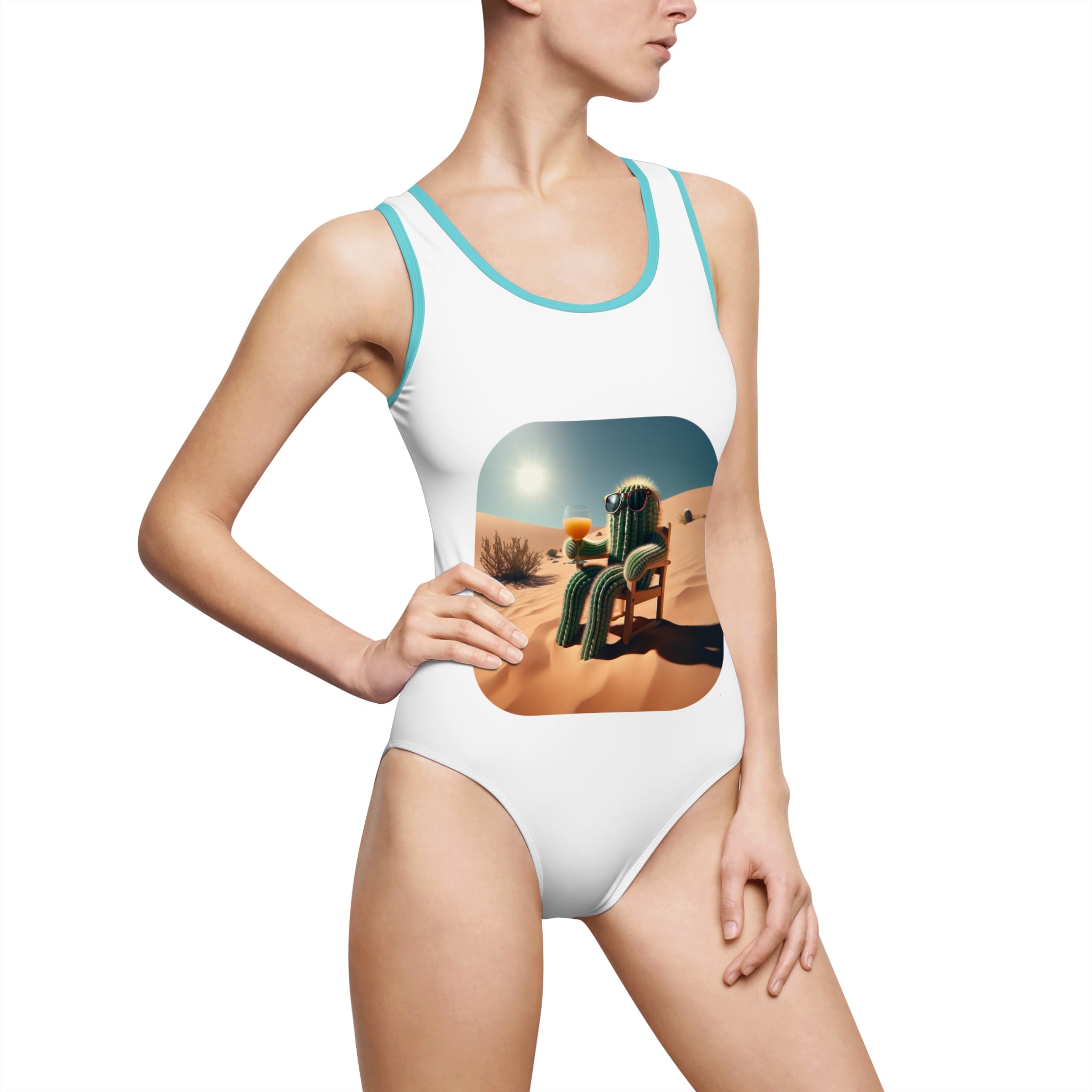 One-Piece Swimsuit — Sunset Desert Cactus Print