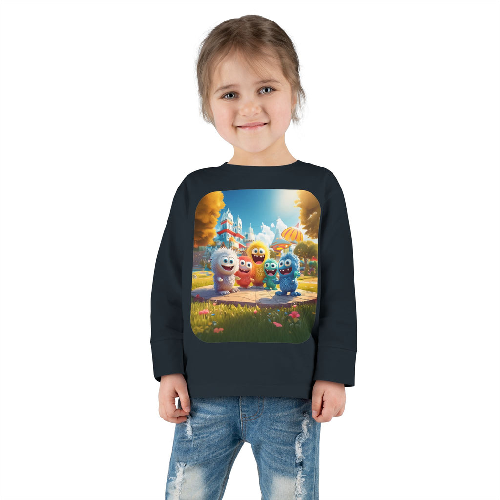 Toddler Tee — Colorful Cartoon Monster Friends Long Sleeve Shirt
