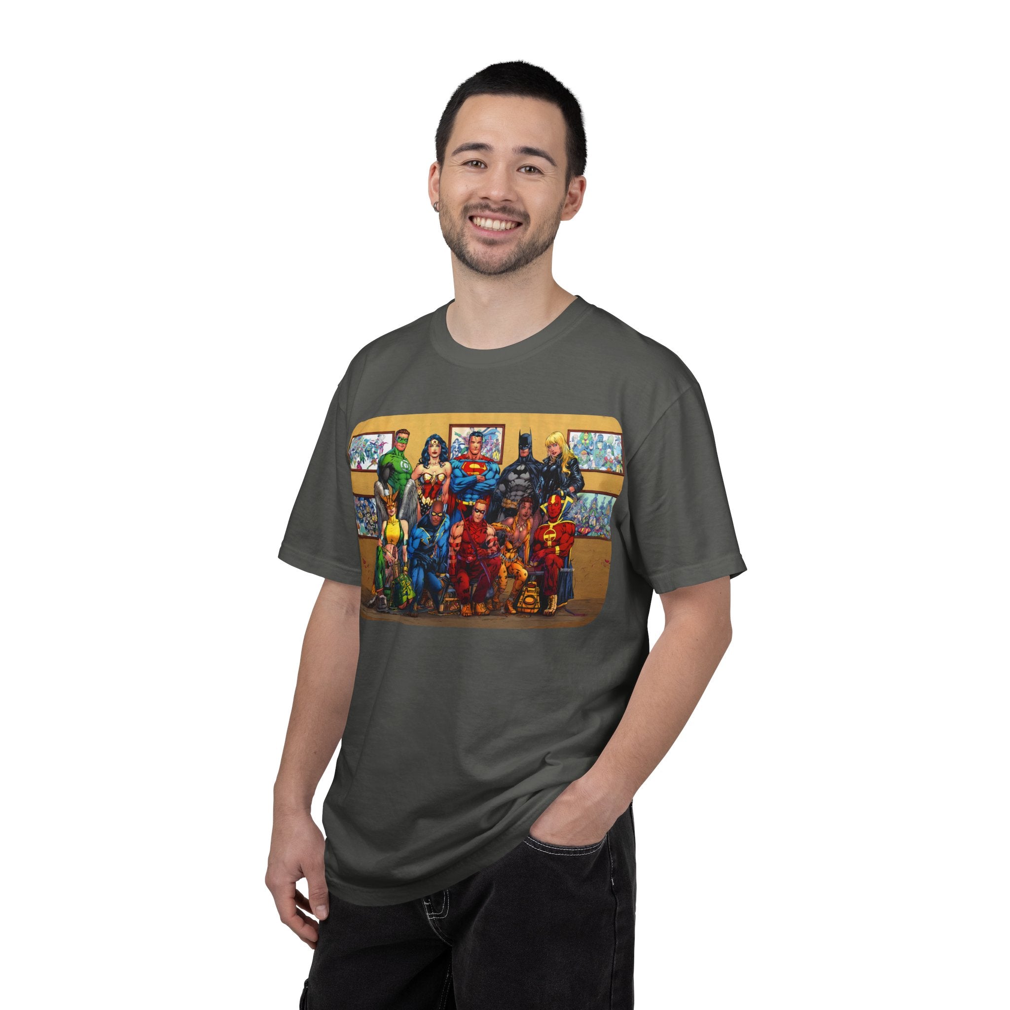 Superhero Team Photo T-Shirt — Vintage Comic Group Graphic Tee
