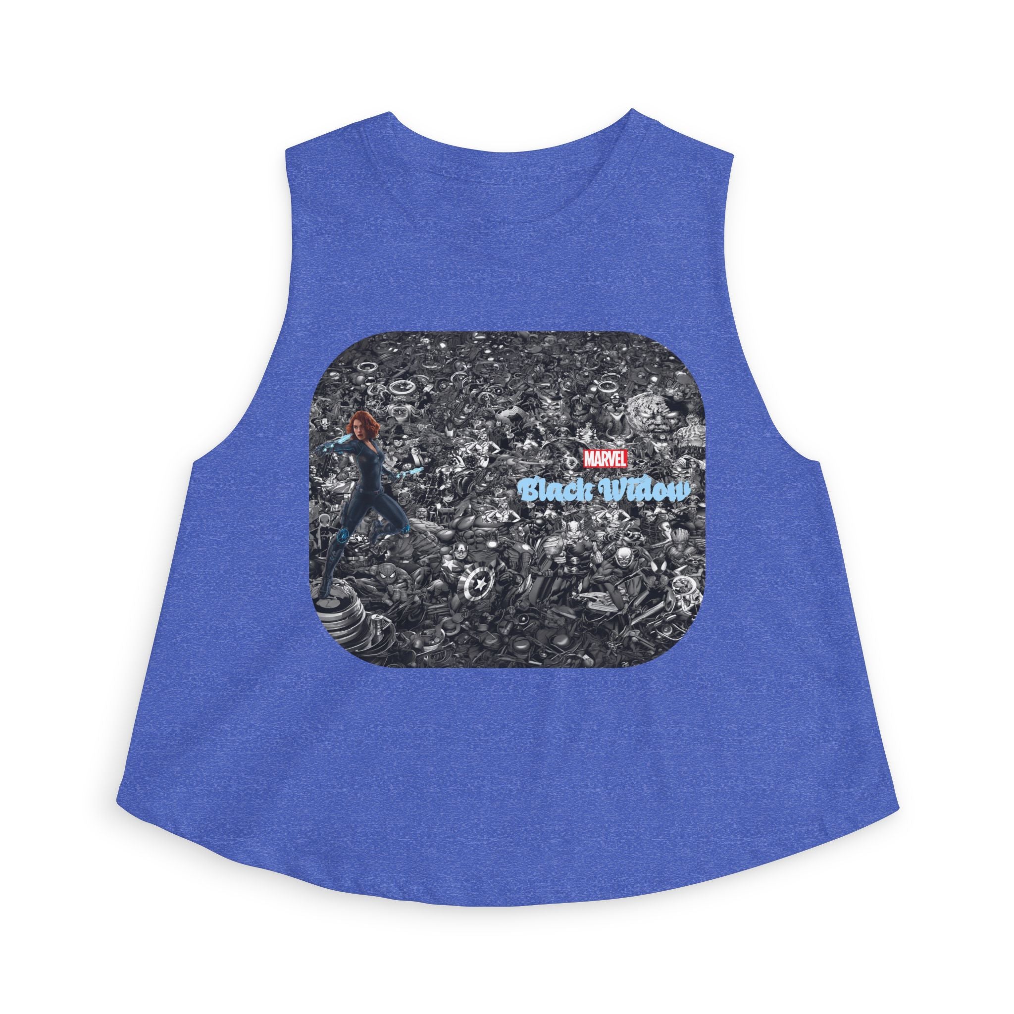 Black Widow Marvel Crop Top — Vintage Comic Collage Women’s Tank