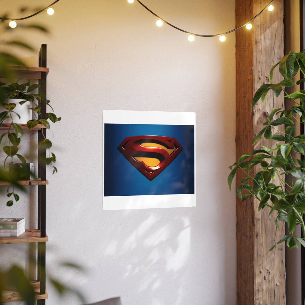 Superman Emblem Photo Art Poster — Retro Comic Logo Wall Print