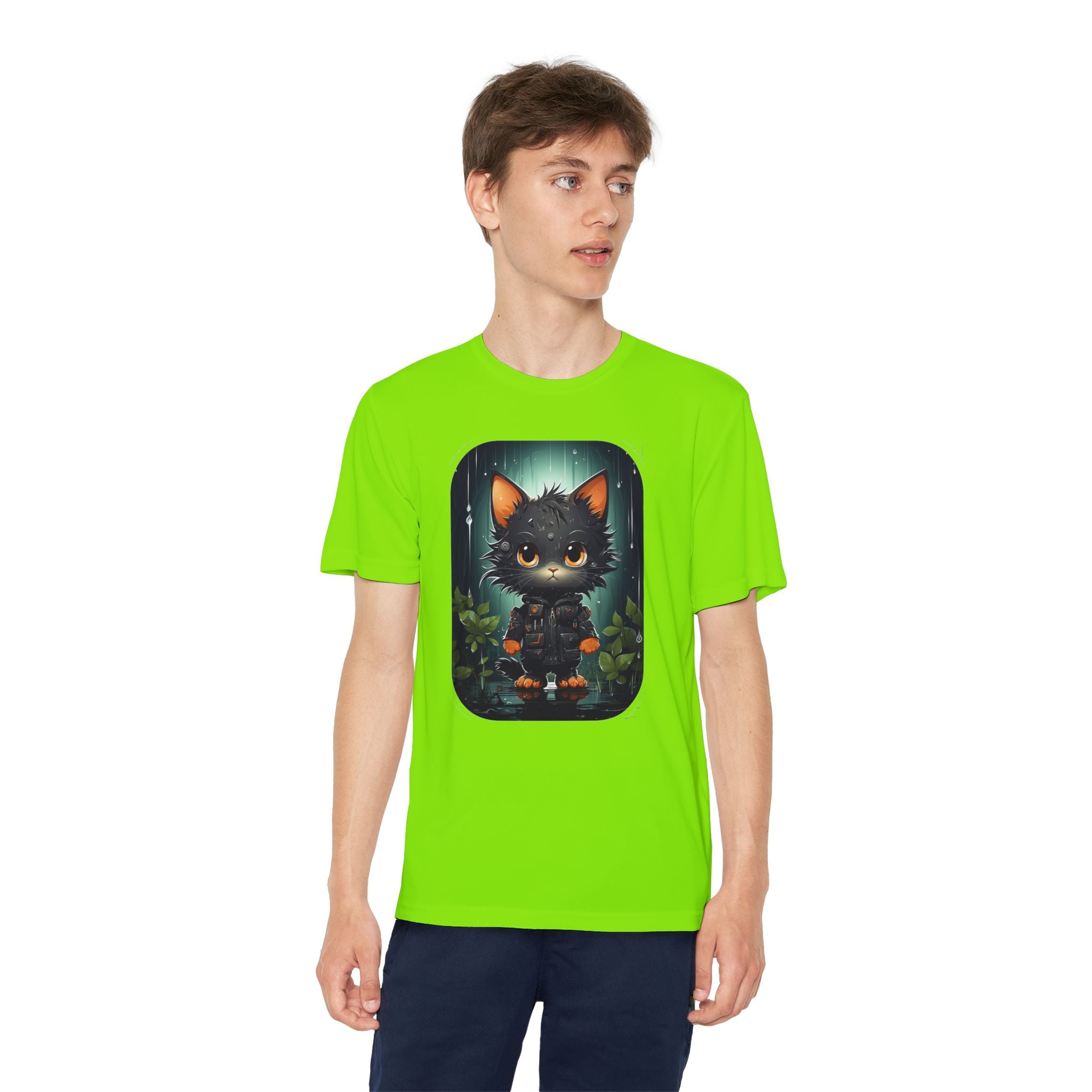 Youth Black Cat Competitor Tee — Cute Forest Kitten Graphic Shirt