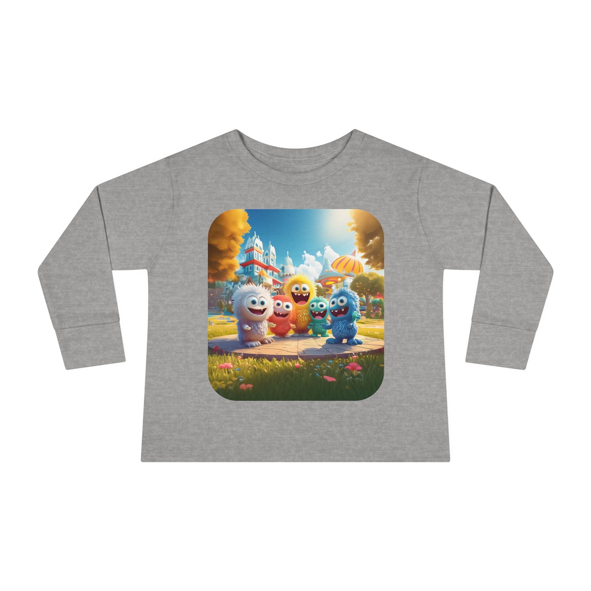 Toddler Tee — Colorful Cartoon Monster Friends Long Sleeve Shirt