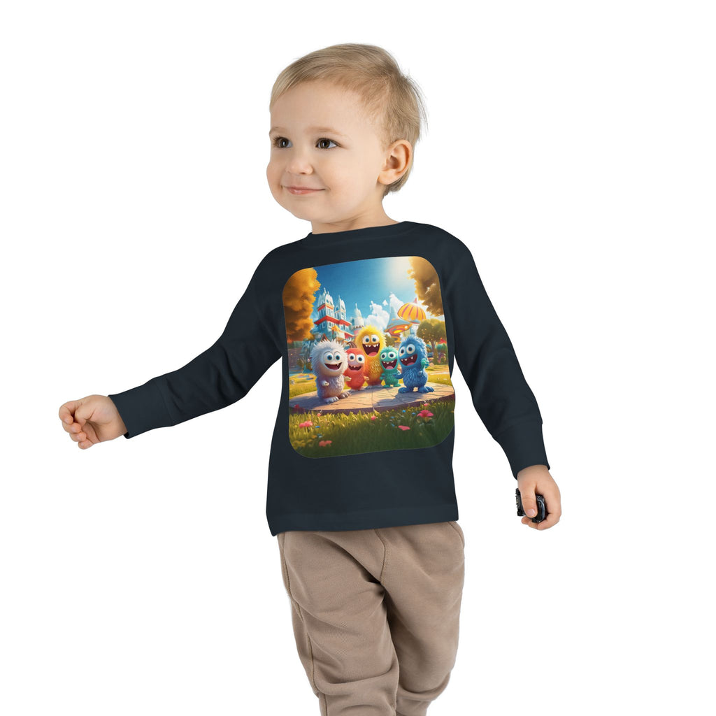 Toddler Tee — Colorful Cartoon Monster Friends Long Sleeve Shirt