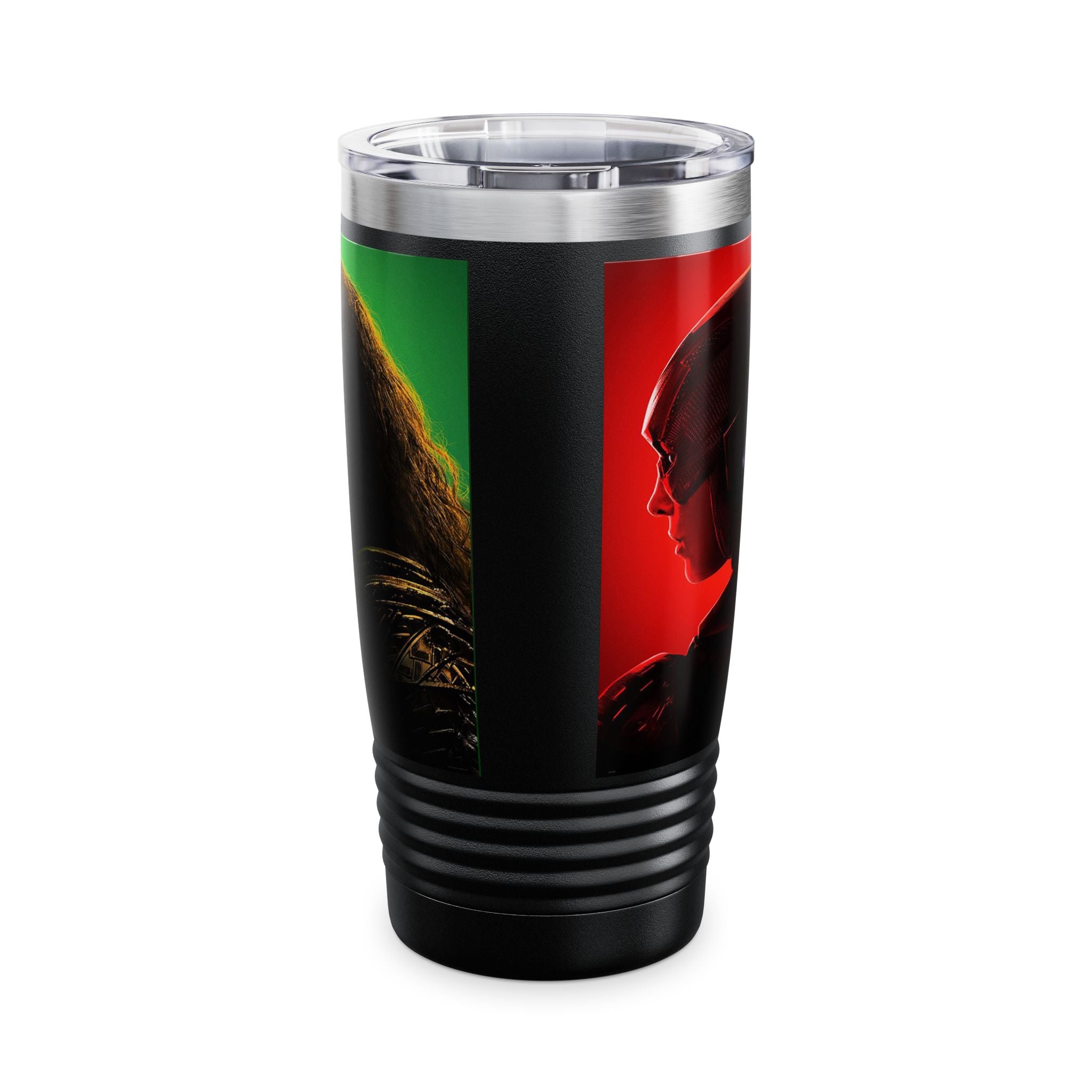 Superhero Profile 20oz Tumbler — Vertical Trio Character Silhouette Travel Mug
