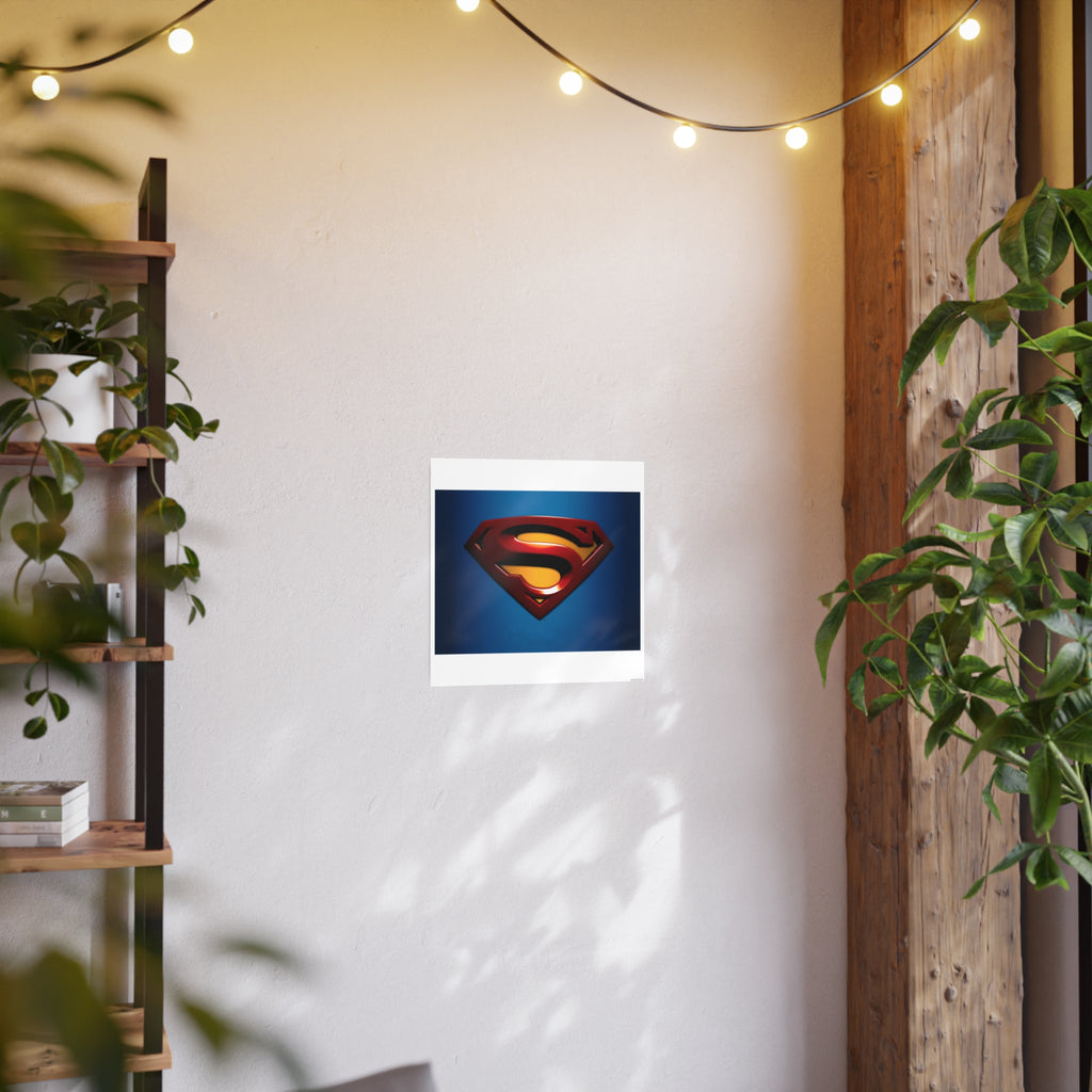 Superman Emblem Photo Art Poster — Retro Comic Logo Wall Print