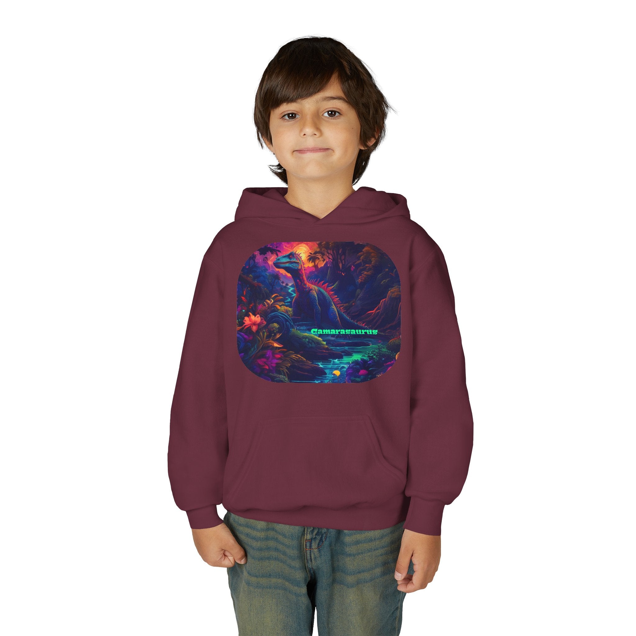 Youth Hoodie — Neon Cyber Jungle Graphic "CONSUMER"