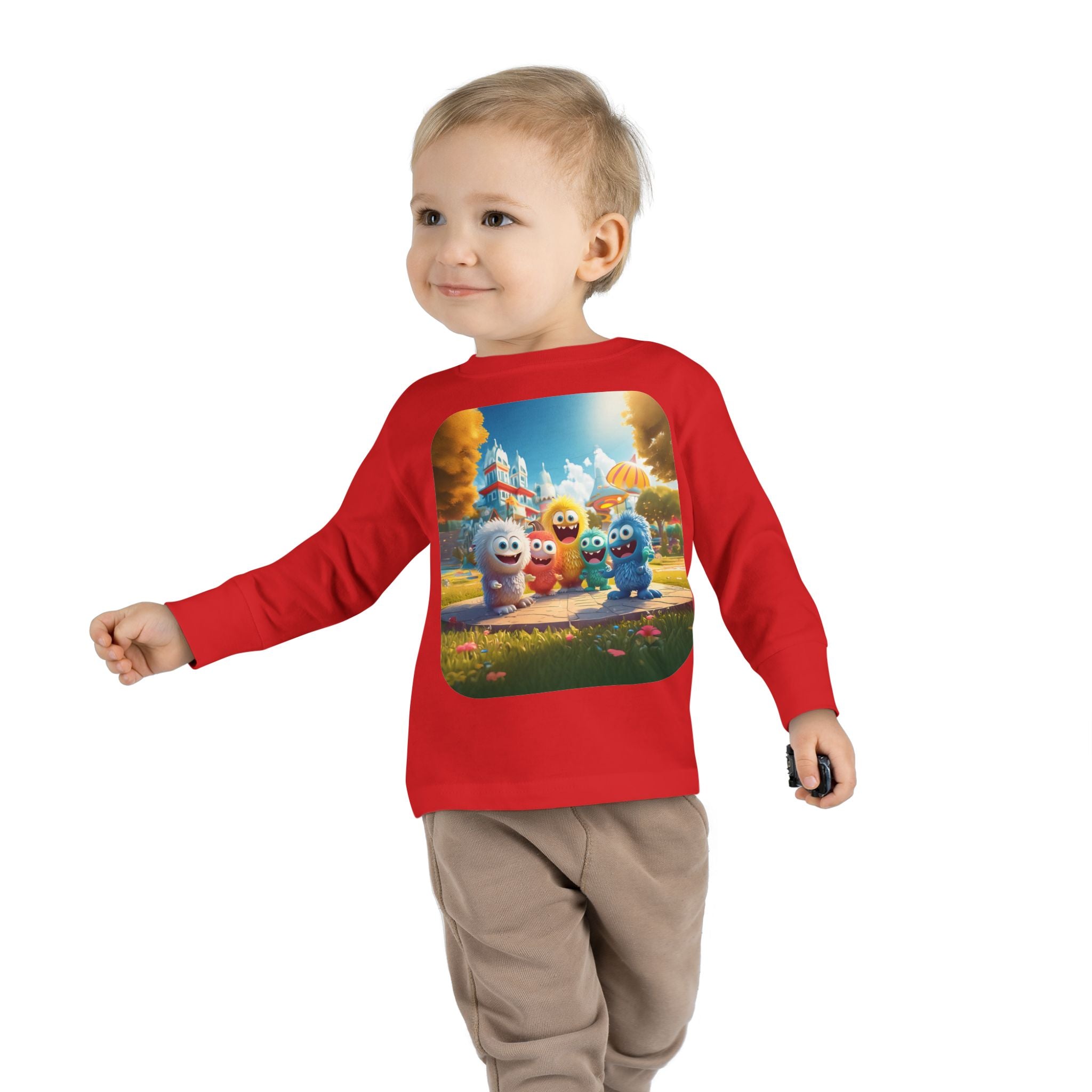 Toddler Tee — Colorful Cartoon Monster Friends Long Sleeve Shirt