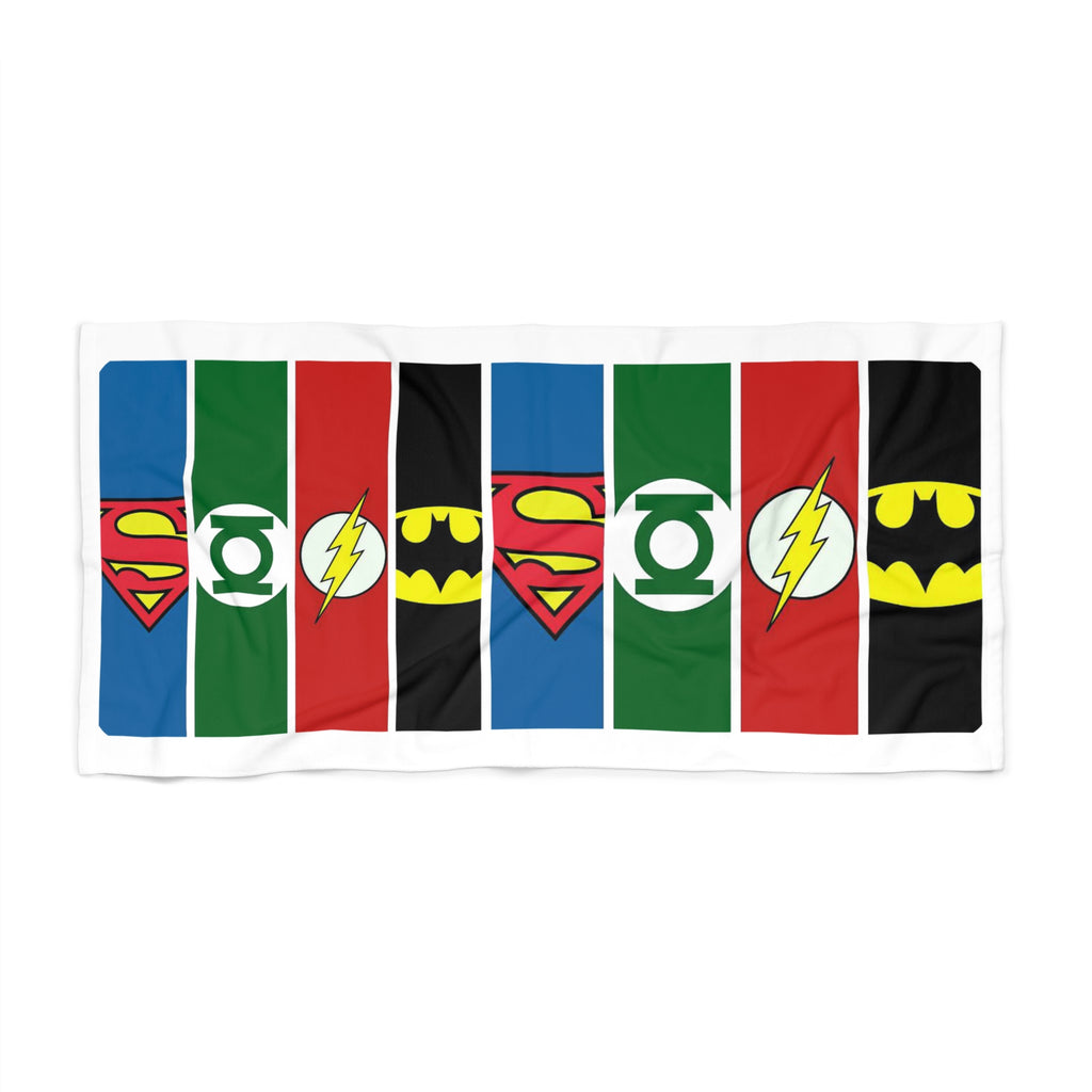 Superhero Stripe Beach Towel — Comic Emblem Pattern