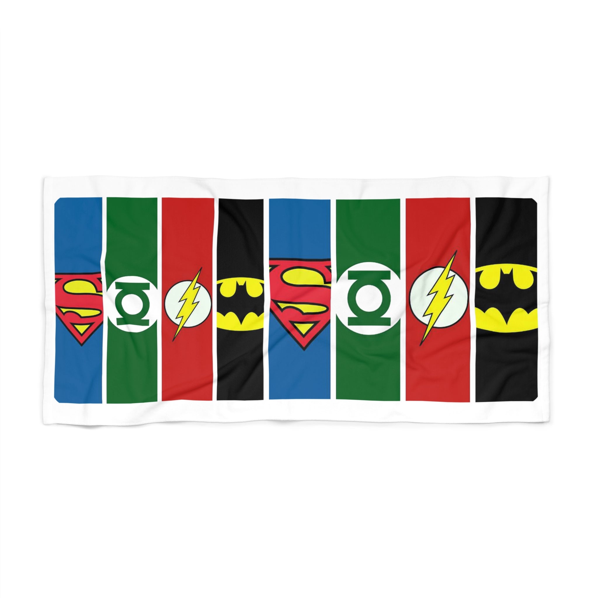 Superhero Stripe Beach Towel — Comic Emblem Pattern