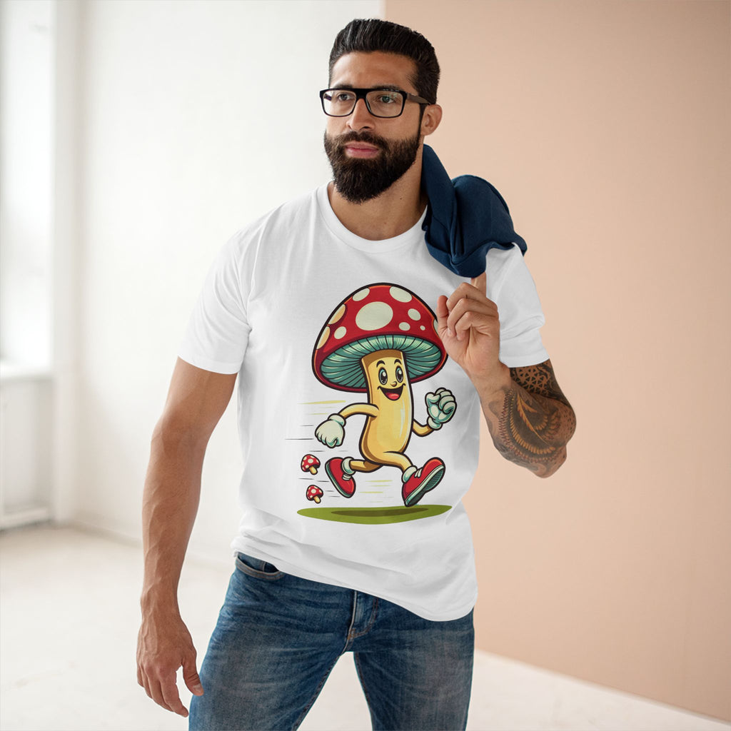 Happy Mushroom Running T-Shirt – Cute Retro Mushroom Character Tee