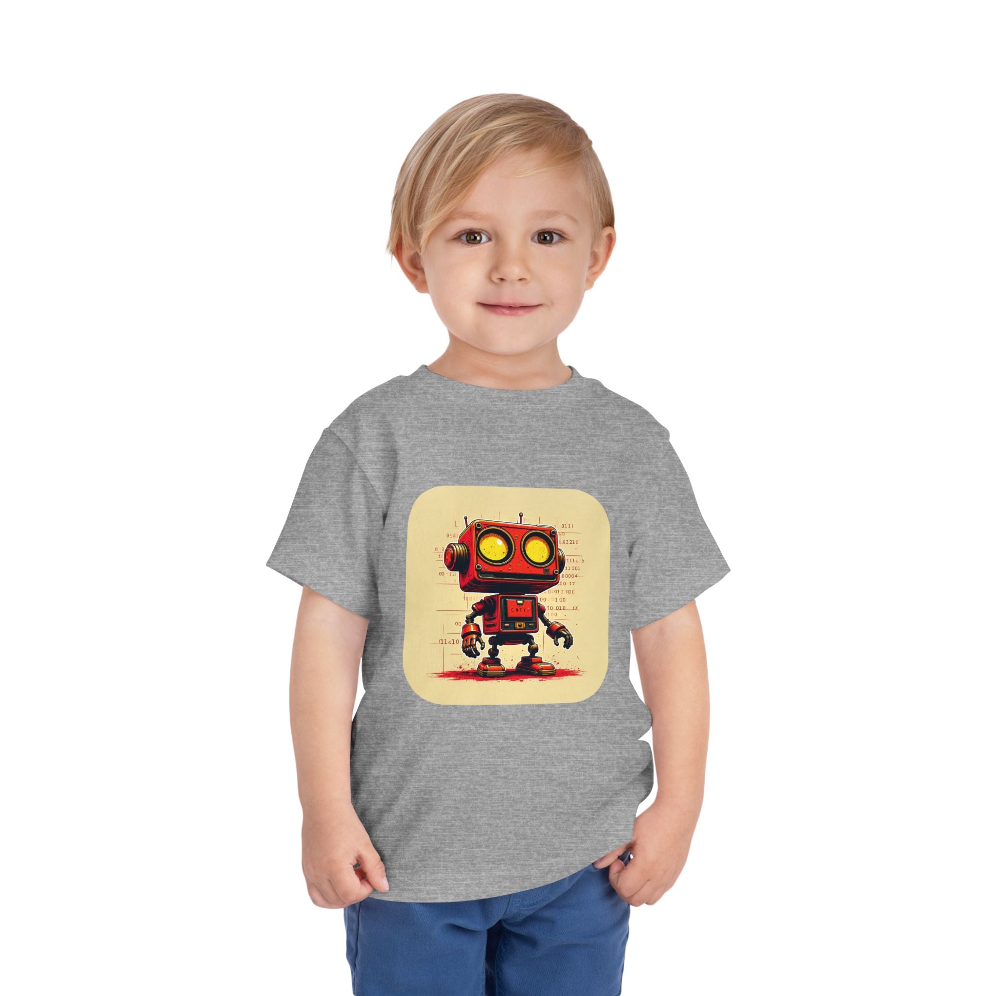 Retro Red Robot Toddler Tee — Cute Vintage Robot Graphic Shirt