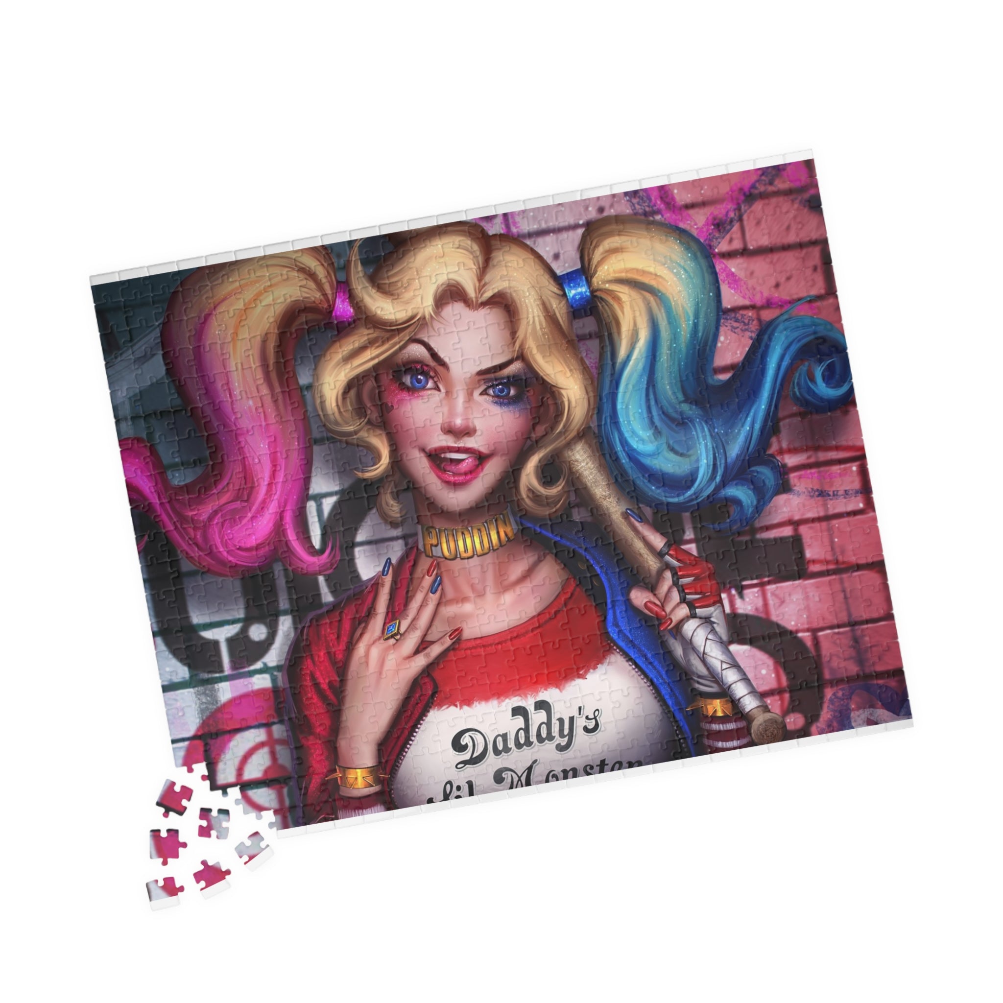 Harlequin Girl Pop Art Puzzle — 'Daddy's Lil Monster' Character Jigsaw