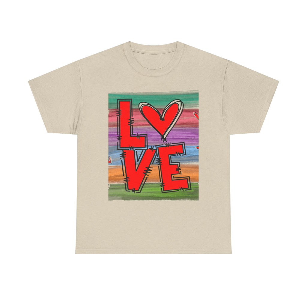 Love Heart Graphic Tee — Colorful Pop Art Valentine's T-Shirt