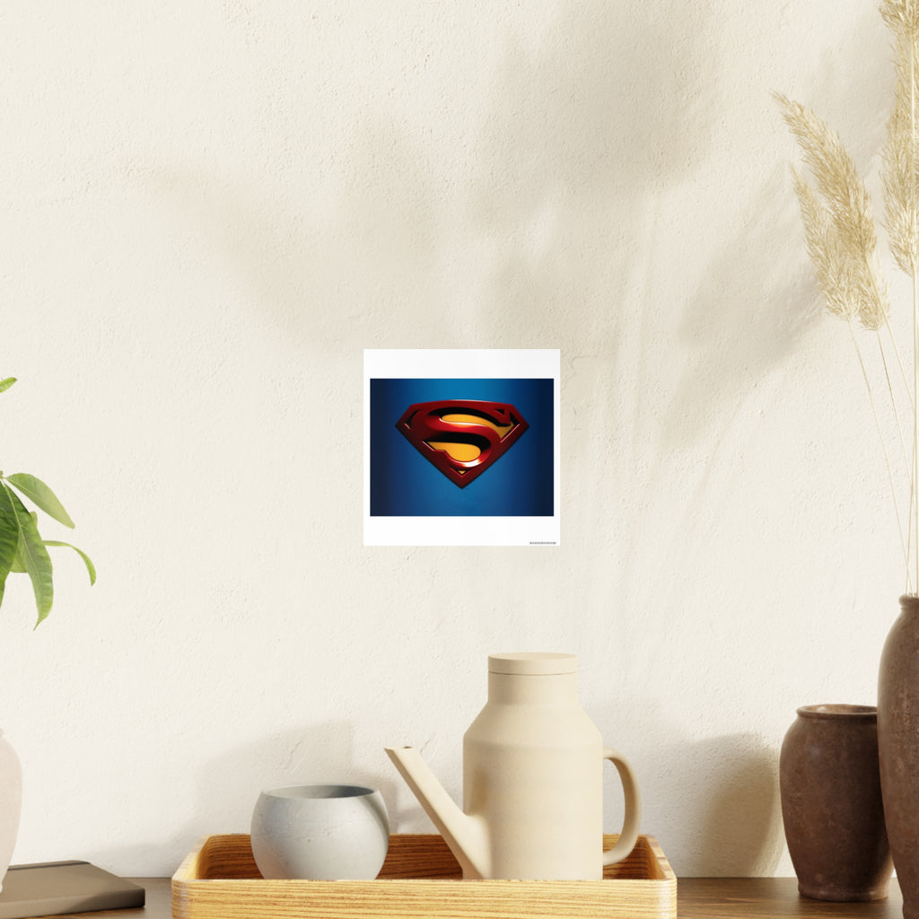 Superman Emblem Photo Art Poster — Retro Comic Logo Wall Print