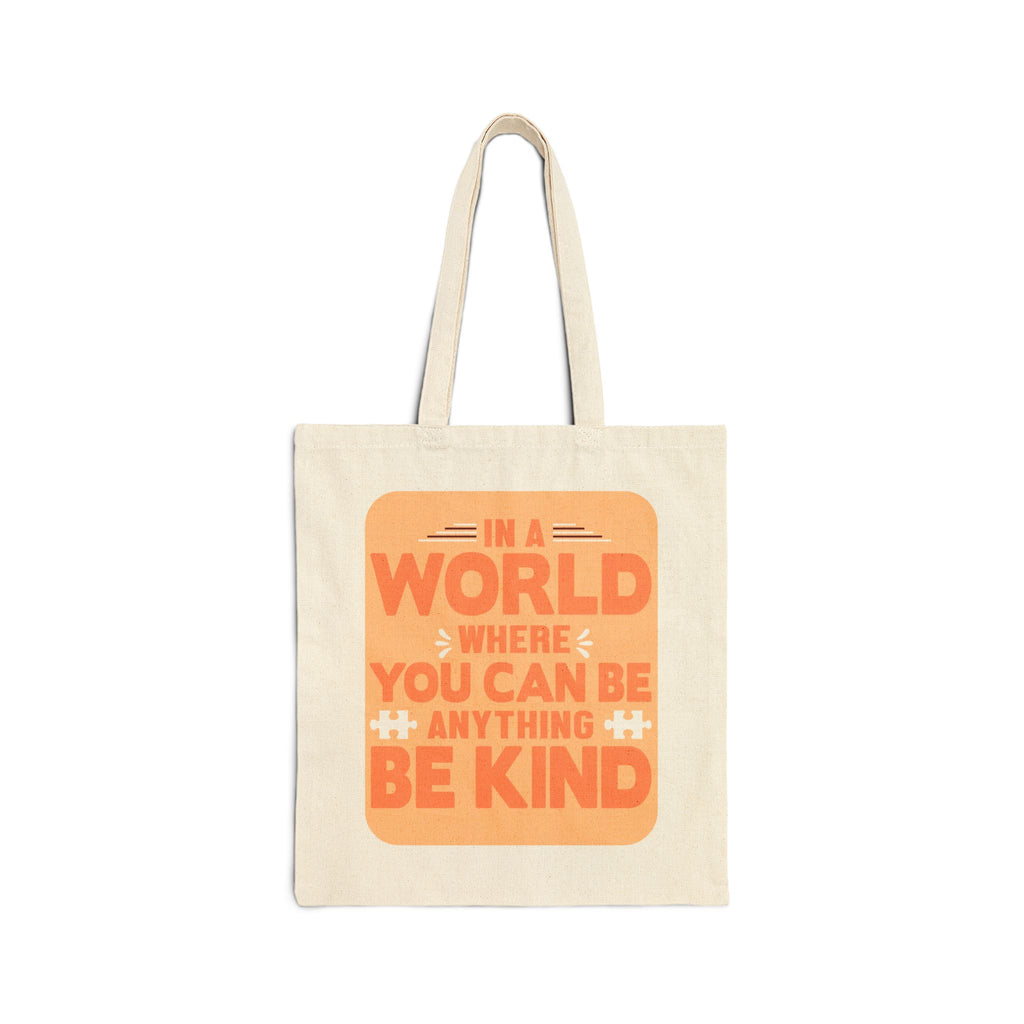 Canvas Tote Bag — "Be Kind" Inspirational Reusable Shopper