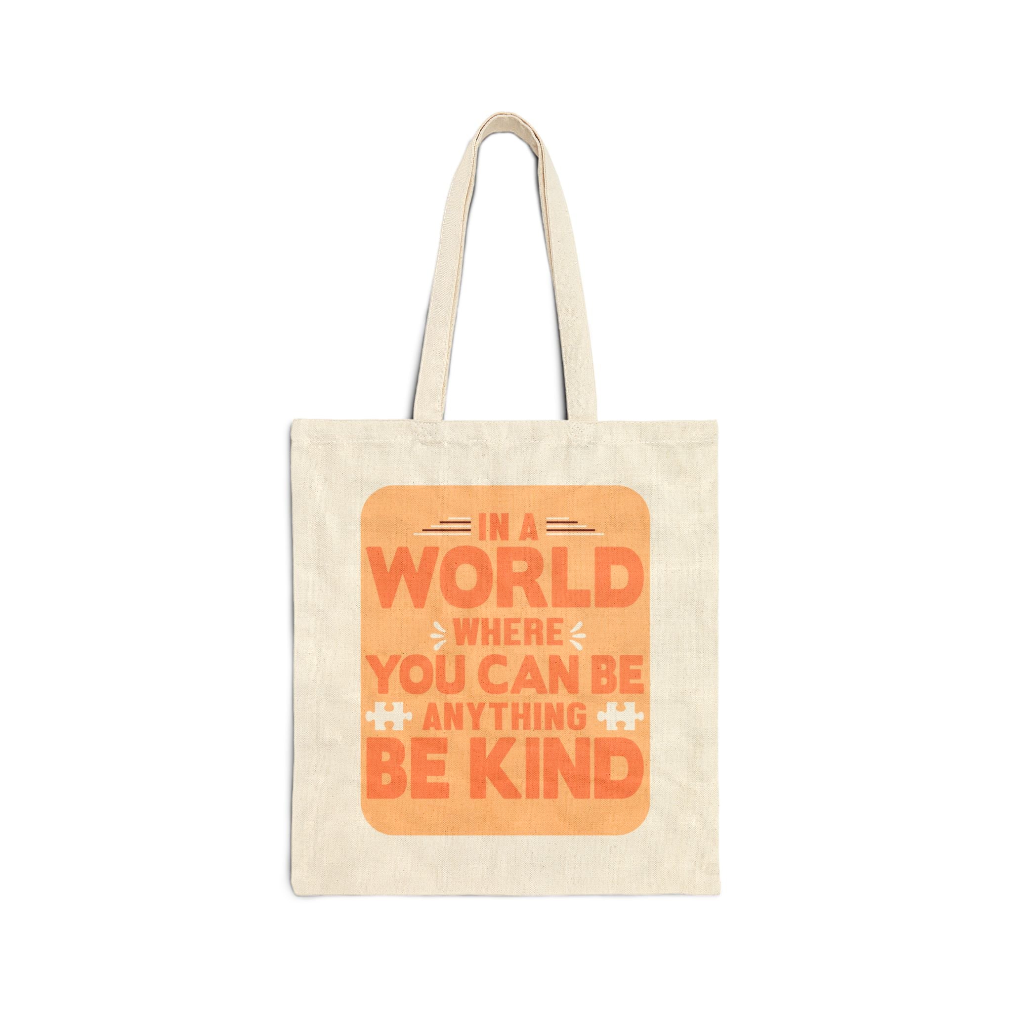 Canvas Tote Bag — "Be Kind" Inspirational Reusable Shopper