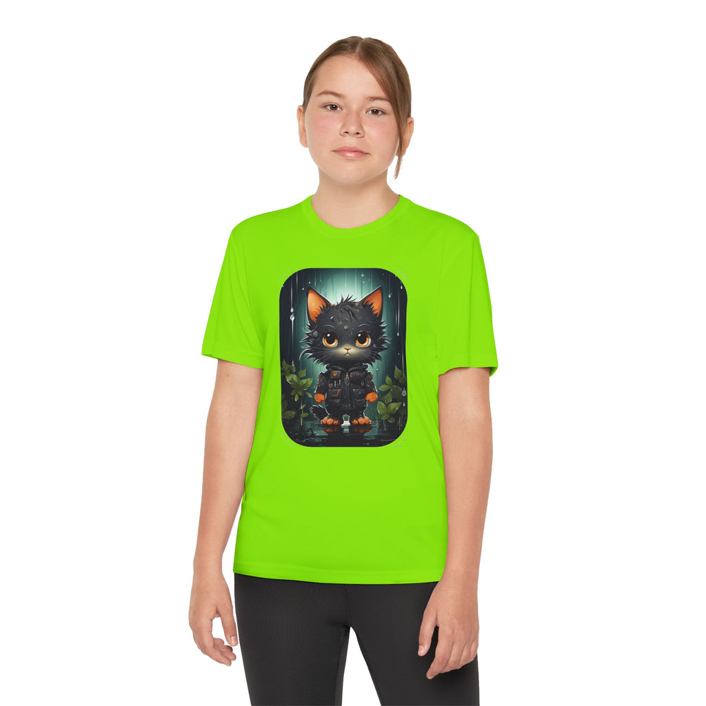 Youth Black Cat Competitor Tee — Cute Forest Kitten Graphic Shirt