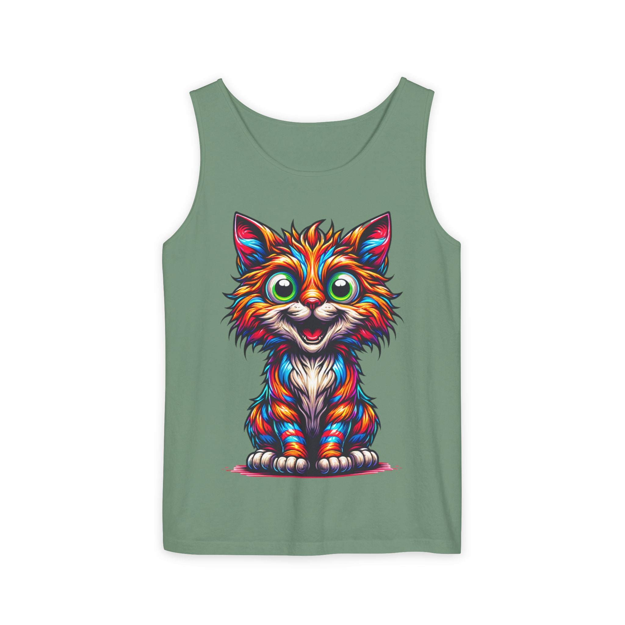 Psychedelic Cat Tank Top — Vibrant 1000-Color Art Print