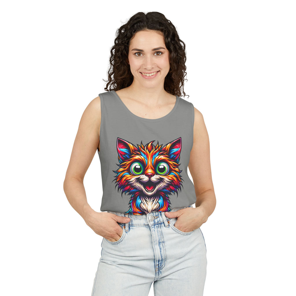 Psychedelic Cat Tank Top — Vibrant 1000-Color Art Print
