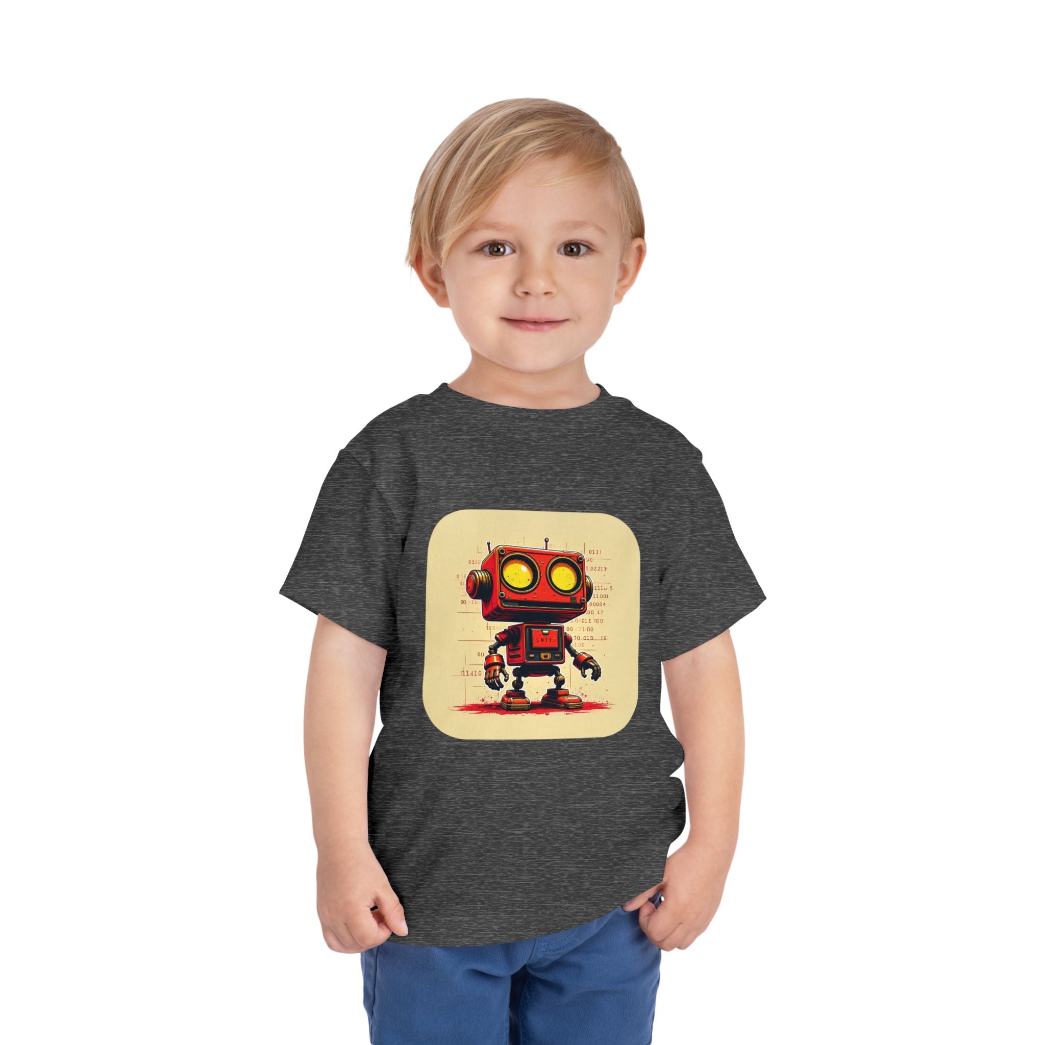 Retro Red Robot Toddler Tee — Cute Vintage Robot Graphic Shirt