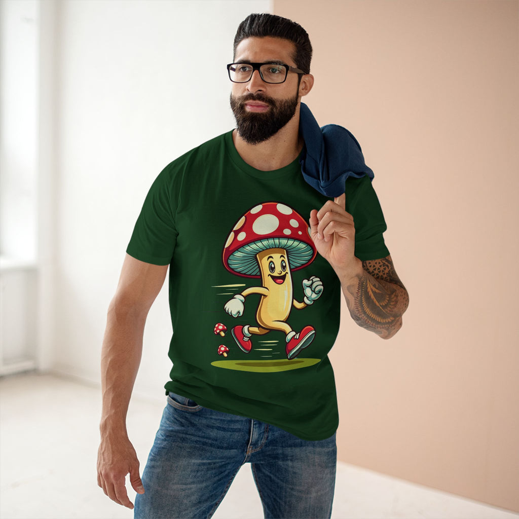 Happy Mushroom Running T-Shirt – Cute Retro Mushroom Character Tee