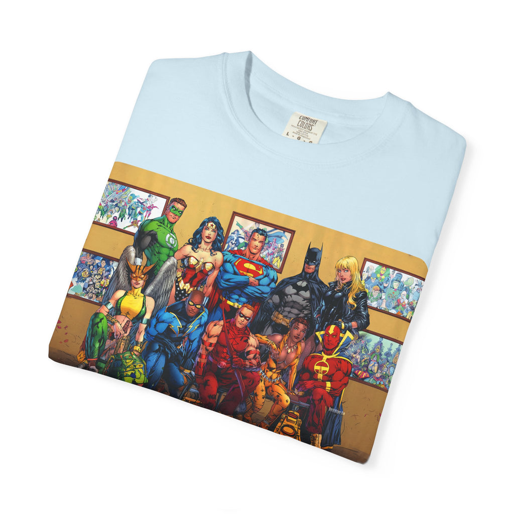 Superhero Team Photo T-Shirt — Vintage Comic Group Graphic Tee