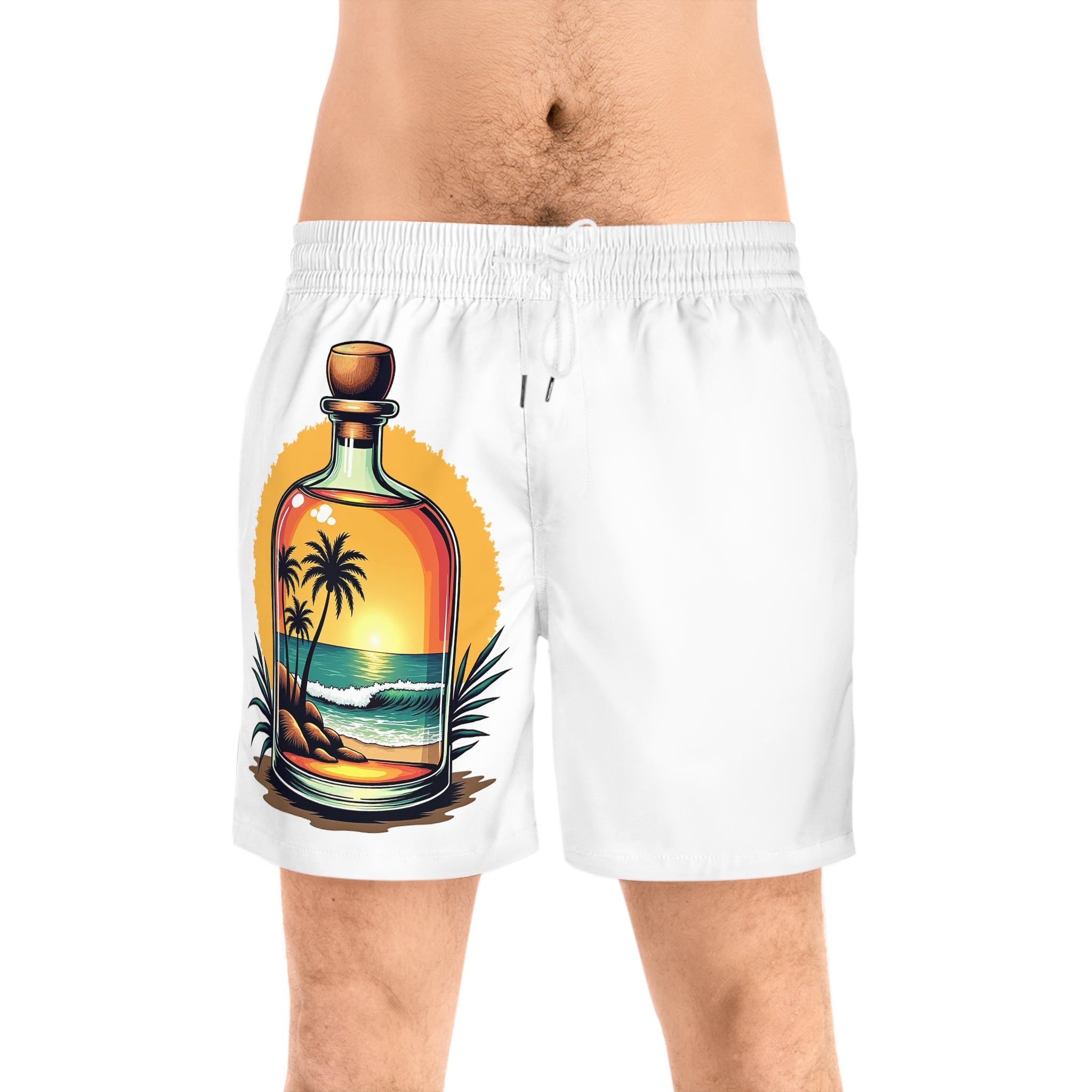 Men's Swim Shorts — Sunset Beach in a Bottle Graphic
