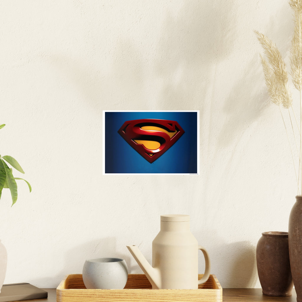Superman Emblem Photo Art Poster — Retro Comic Logo Wall Print
