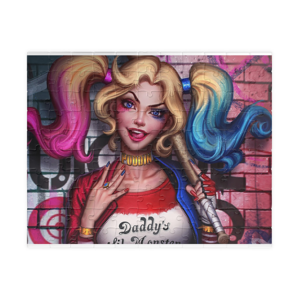 Harlequin Girl Pop Art Puzzle — 'Daddy's Lil Monster' Character Jigsaw