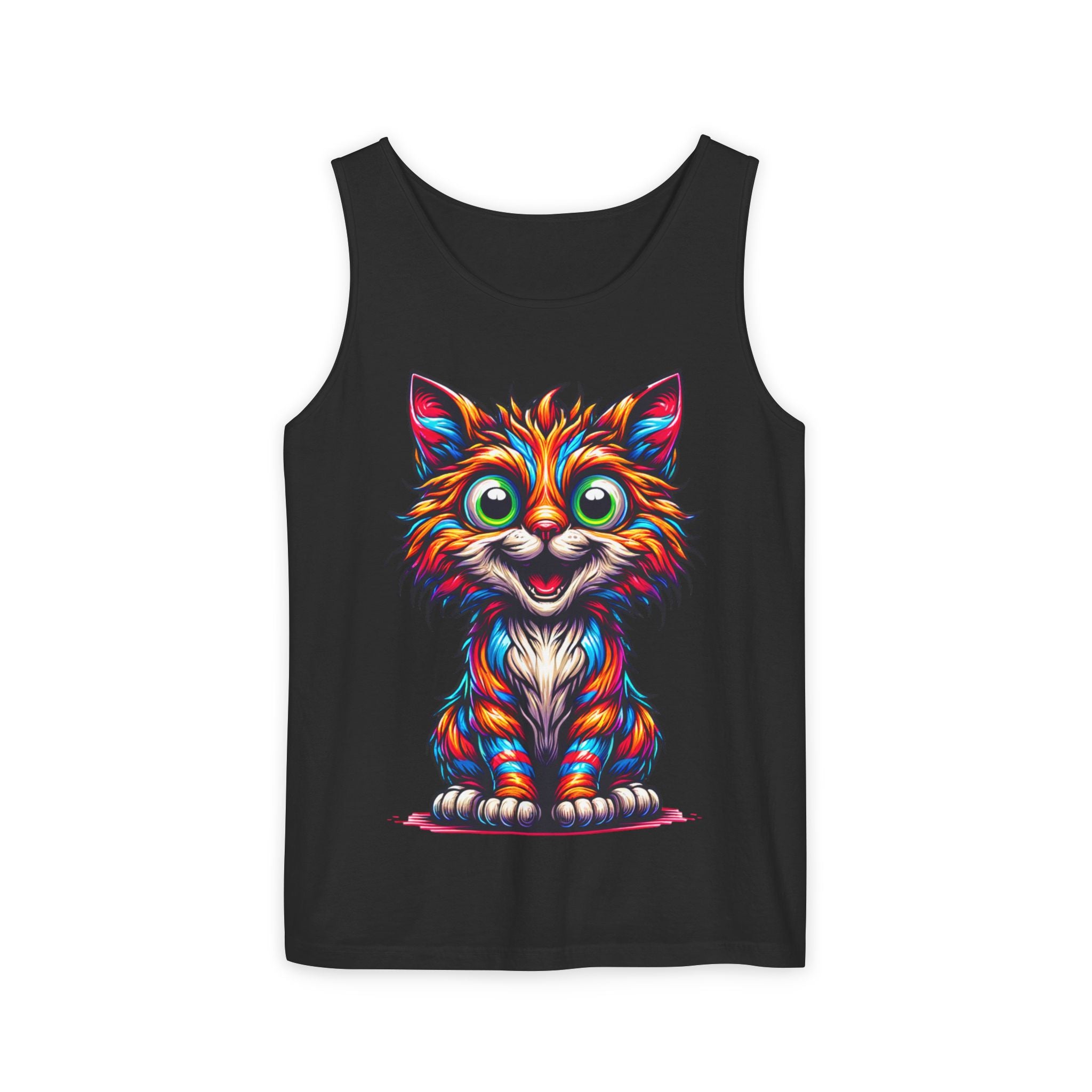 Psychedelic Cat Tank Top — Vibrant 1000-Color Art Print