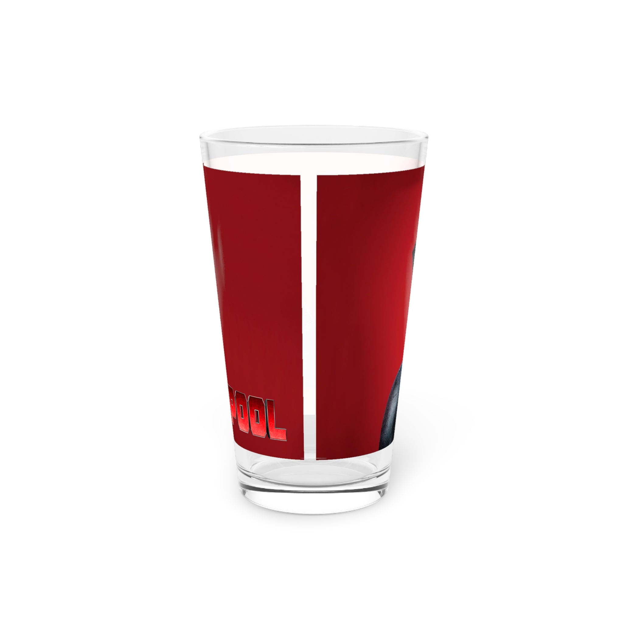 Superhero Pint Glass — Red Comic Character Beer Glass (16 oz)