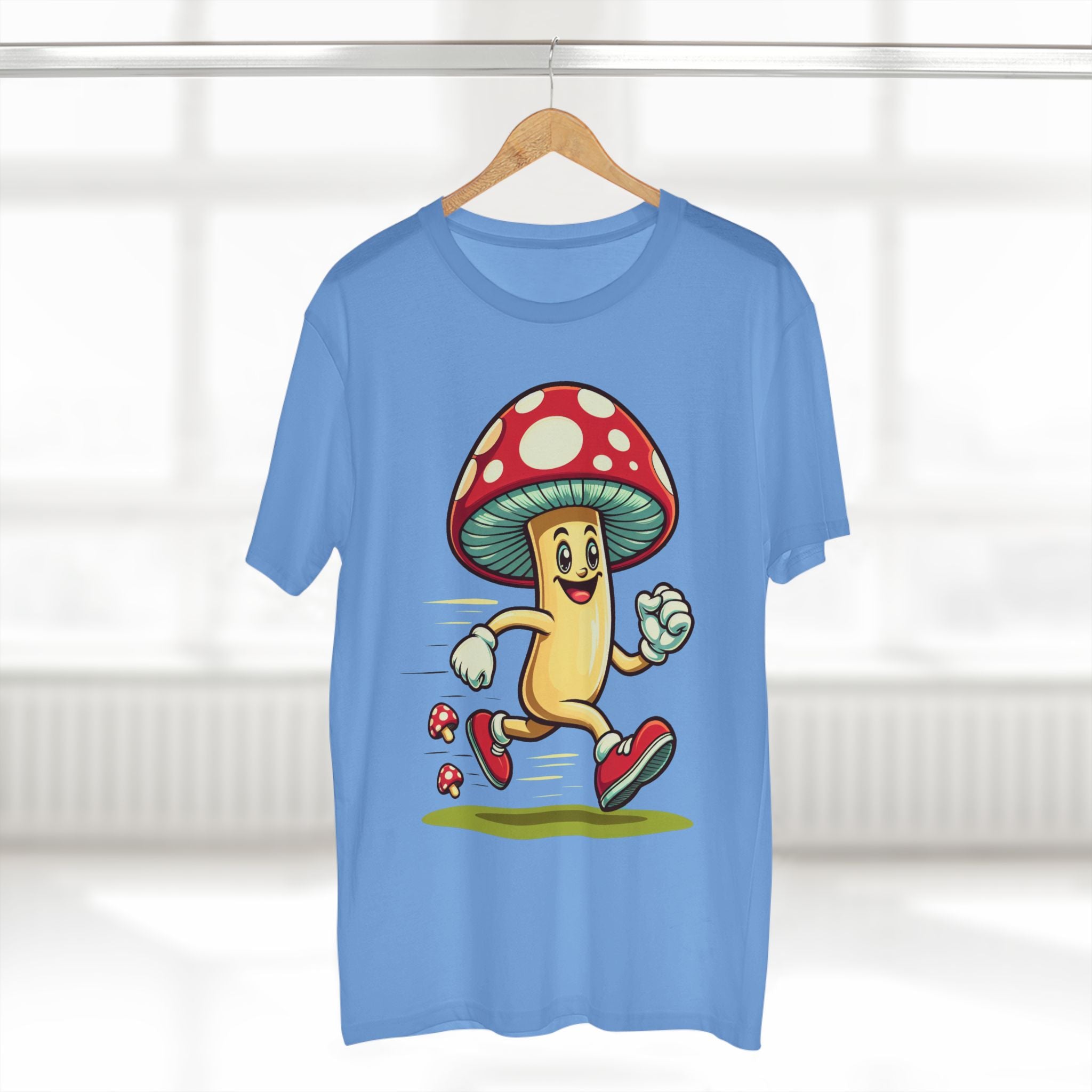 Happy Mushroom Running T-Shirt – Cute Retro Mushroom Character Tee