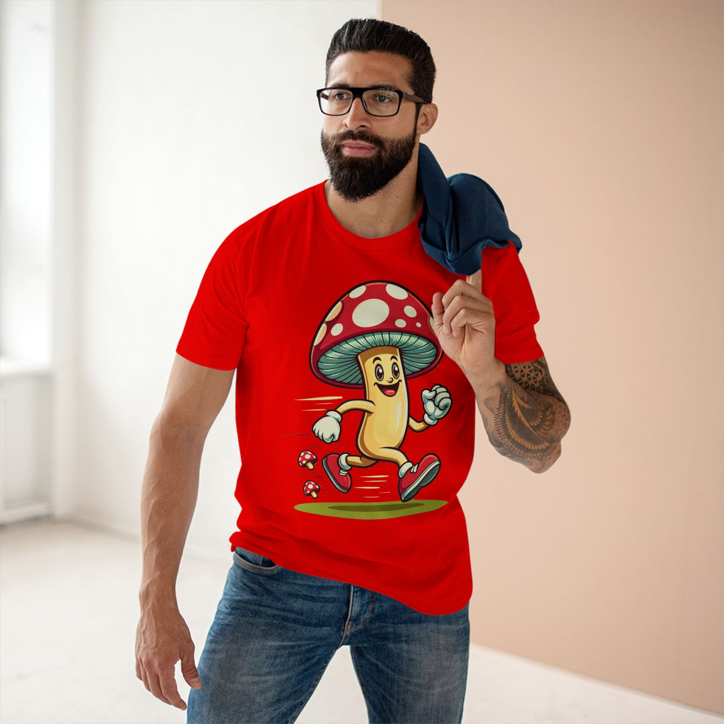 Happy Mushroom Running T-Shirt – Cute Retro Mushroom Character Tee