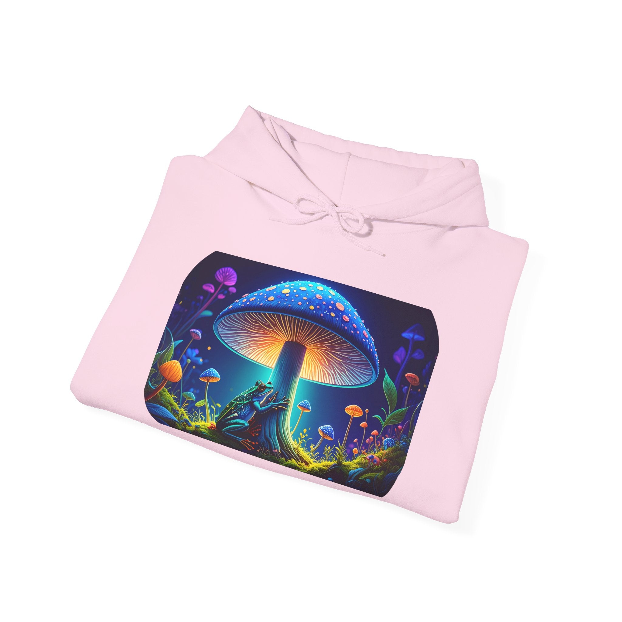 Psychedelic Mushroom Hoodie – Neon Fantasy Forest Graphic Sweatshirt