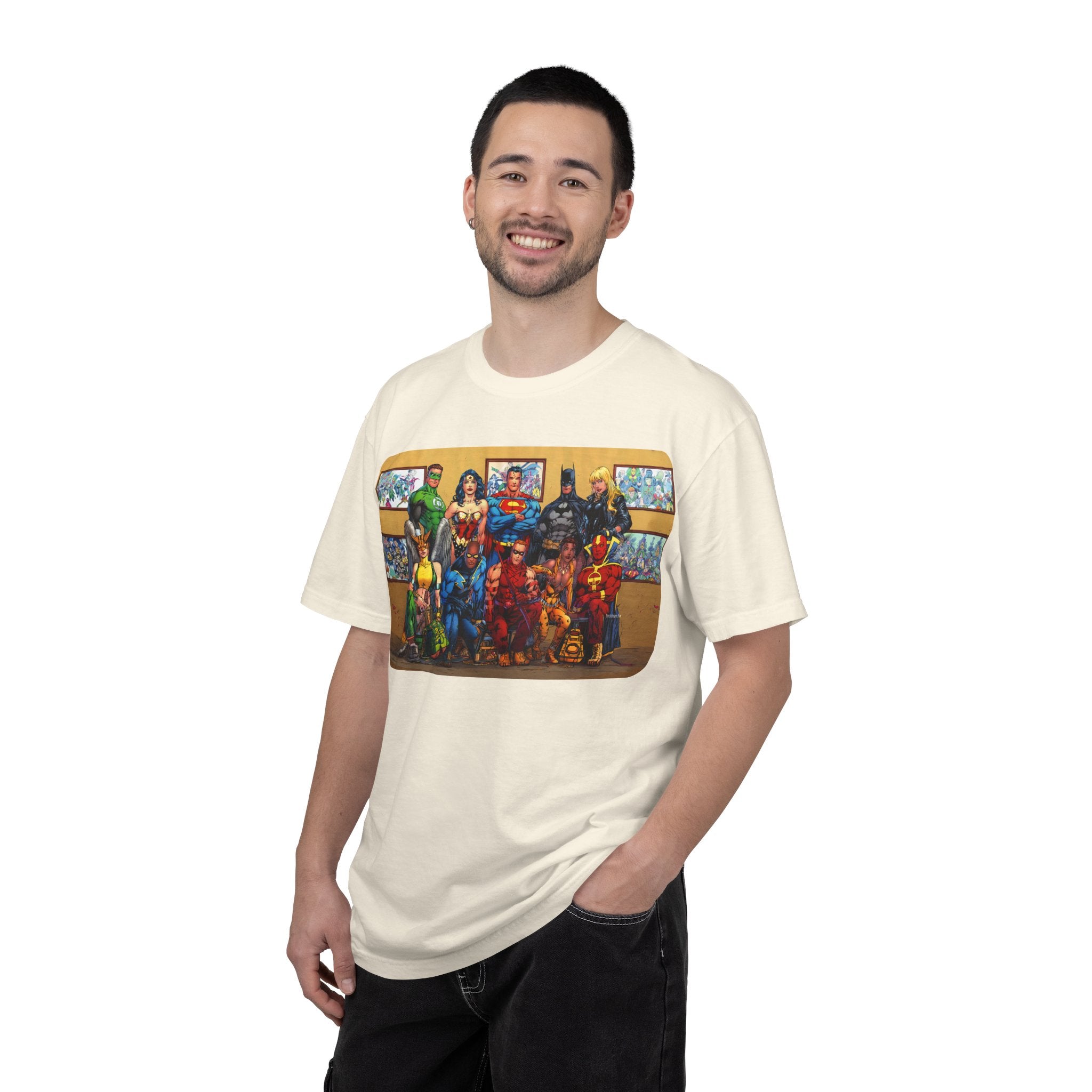Superhero Team Photo T-Shirt — Vintage Comic Group Graphic Tee