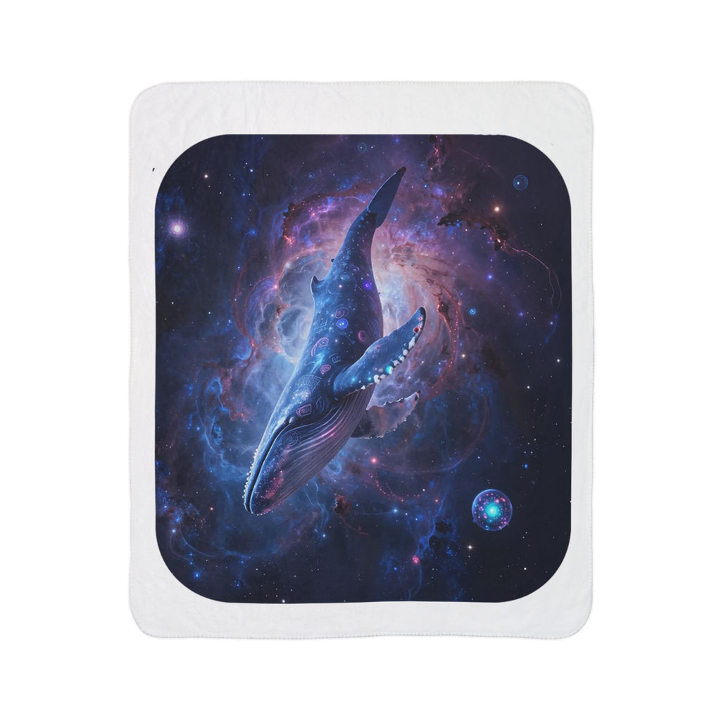 Galaxy Whale Sherpa Blanket — Cosmic Whale Fleece Throw