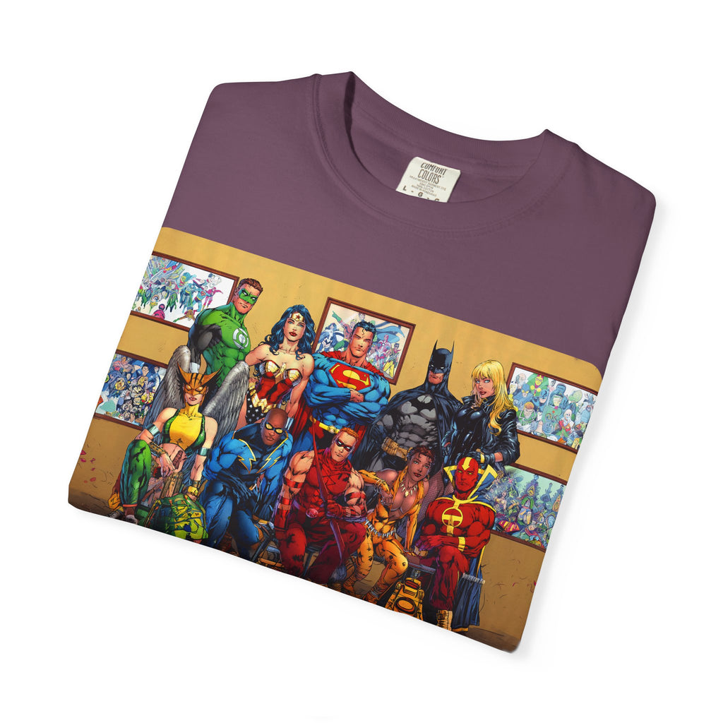 Superhero Team Photo T-Shirt — Vintage Comic Group Graphic Tee