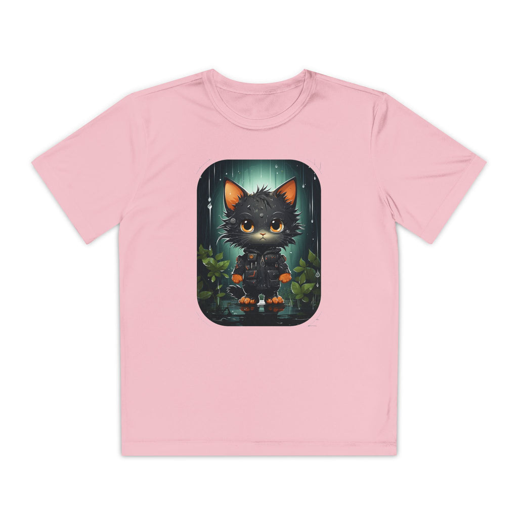 Youth Black Cat Competitor Tee — Cute Forest Kitten Graphic Shirt
