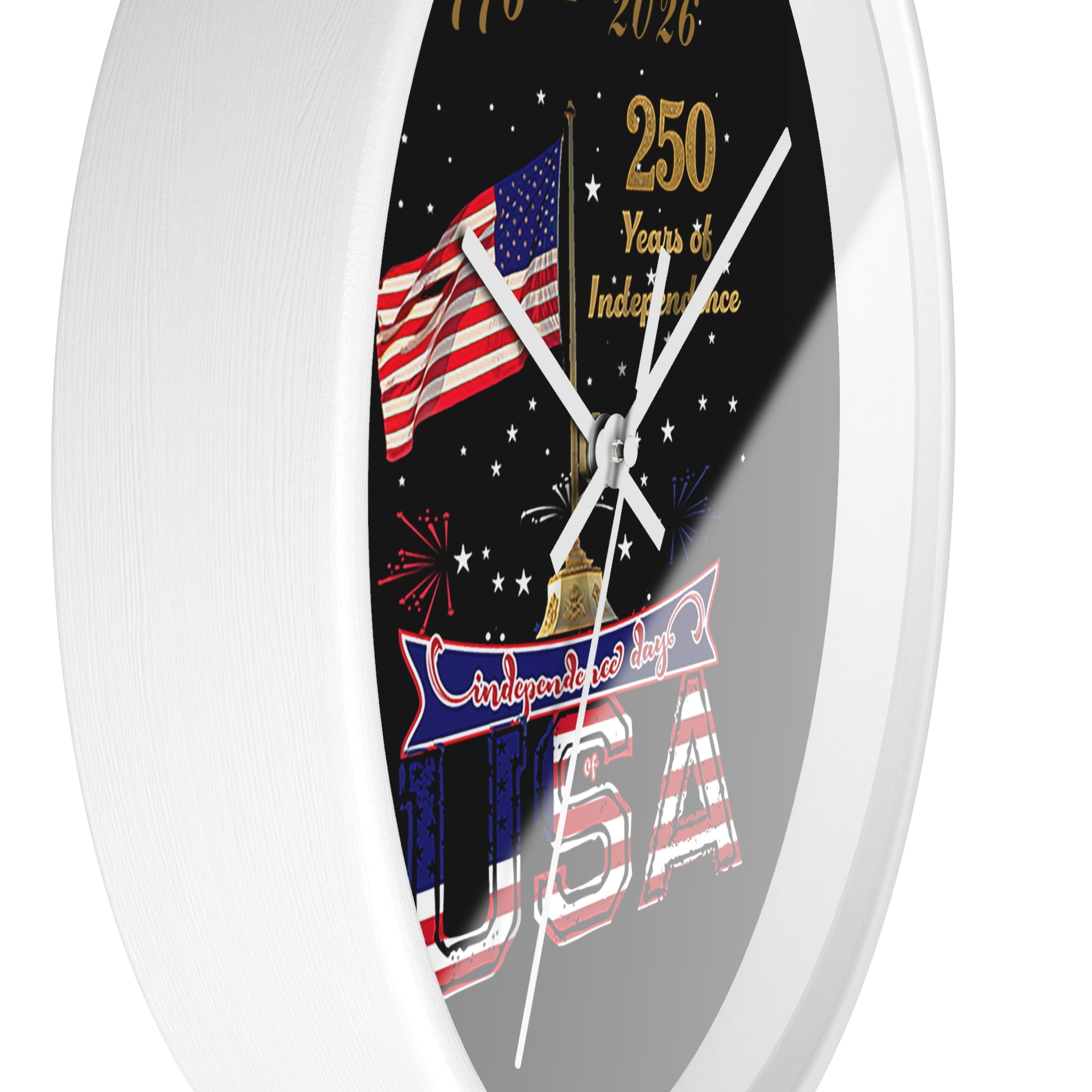 USA 250th Independence Wall Clock — 1776-2026 Patriotic American Flag Design