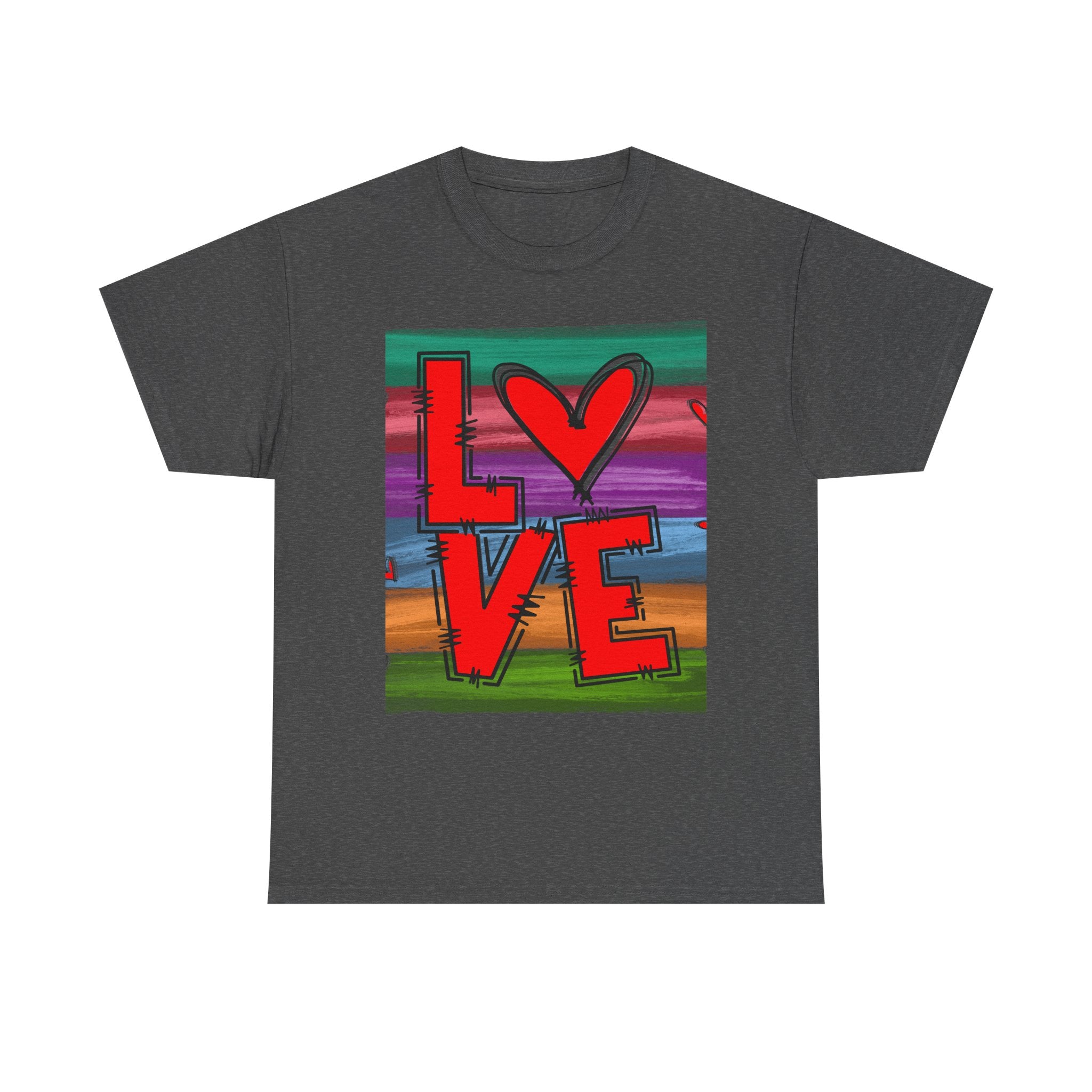 Love Heart Graphic Tee — Colorful Pop Art Valentine's T-Shirt