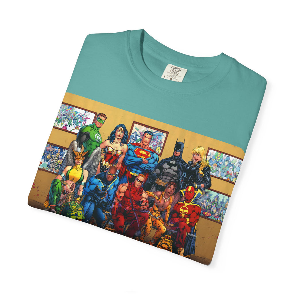 Superhero Team Photo T-Shirt — Vintage Comic Group Graphic Tee