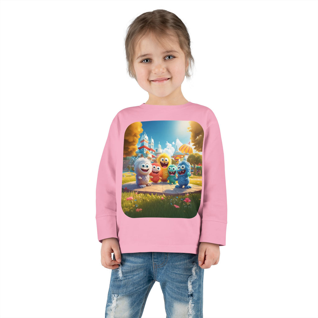 Toddler Tee — Colorful Cartoon Monster Friends Long Sleeve Shirt