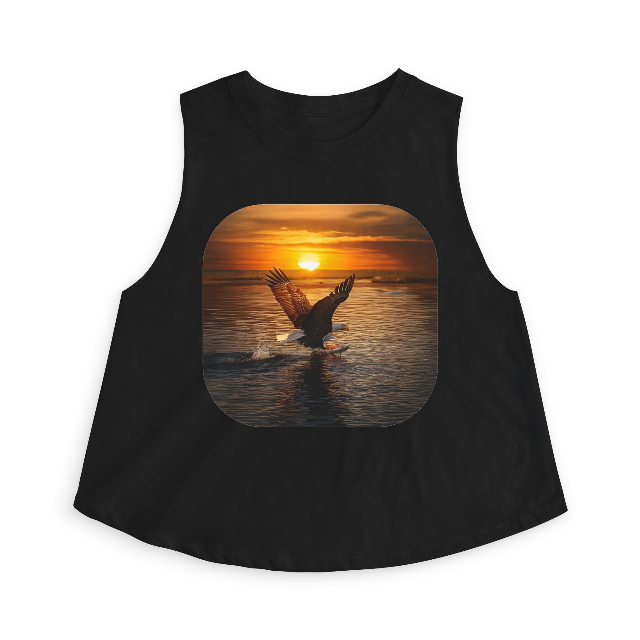 Sunset Seagull Crop Top – Beach Vibes Women's Tank